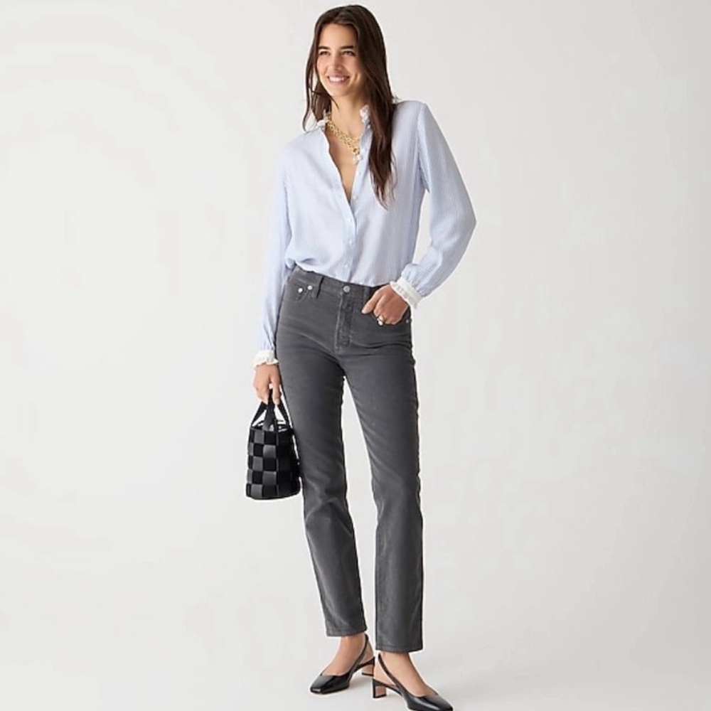 J.Crew Coal Gray Vintage Straight Pants in Garment-dyed Corduroy Classic Preppy